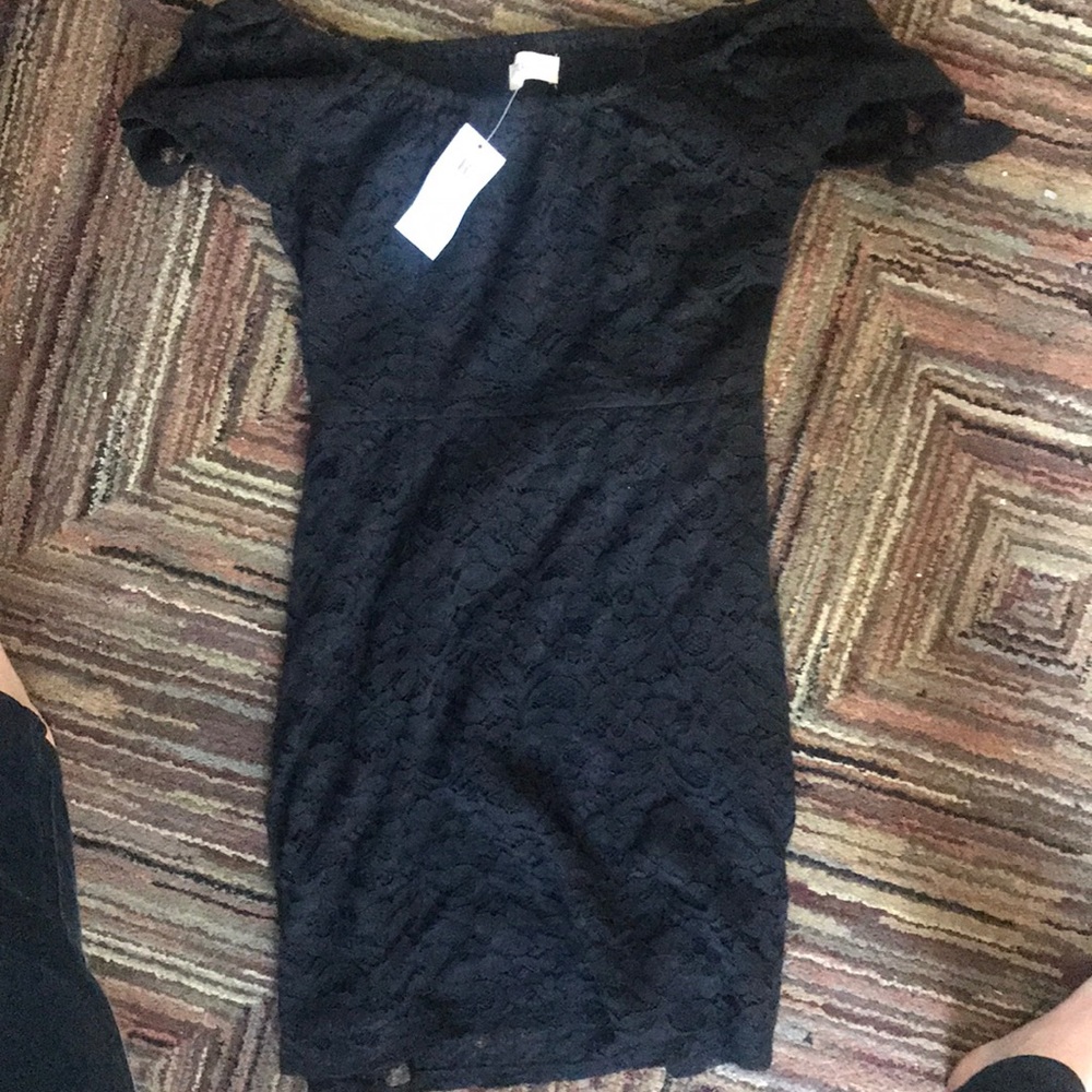 Off the shoulder black laced dress